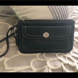 Black leather Coach wristlet